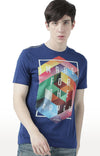 Huetrap Blue Mens Short Sleeve Graphic Printed Tshirt-HT17MKGRALNY00599