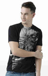 Huetrap Black Mens Short Sleeve Graphic Printed Tshirt-HT17MKGRABLK00641