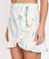 Women Flirty Cotton Flex Mini Wrap Skirt with Frilled Detail