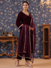 Avanshee Women's Latest Solid Velvet Kurta, Pant With Dupatta Set-ES-7523