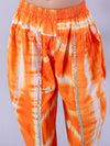 Lil Drama Cotton Kurta with Tye & Dye Dhoti Sets for Girls - White and Orange