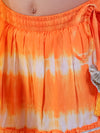 Lil Drama Cotton Tye & Dye Lehanga and Embroidered Choli with Net Dupatta Sets for Girls - White and Orange