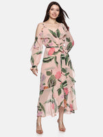 Floral Multicolor Ruffled Wrap Dress-17392