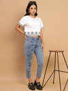 White and black Schiffli crop fit T-shirt-SITS0040724