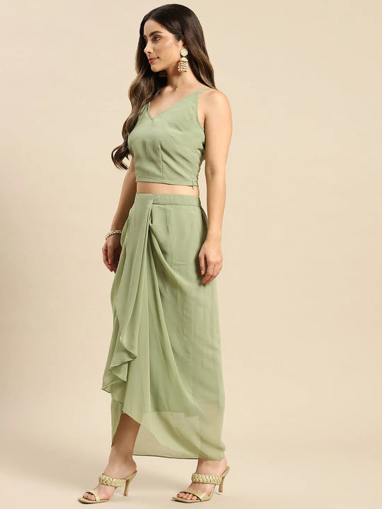 Women Solid Standard Pista Green Jumpsuits & Sets