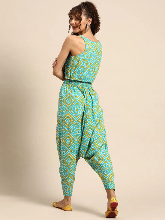 Women Solid Standard Aqua Blue Jumpsuits & Sets