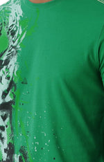 Huetrap Green Mens Short Sleeve Graphic Printed Tshirt-HT17MKGRAGRE00254