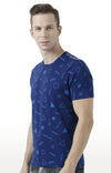 Huetrap Blue Mens Short Sleeve Graphic Printed Tshirt-HT17MKGRALNY00796