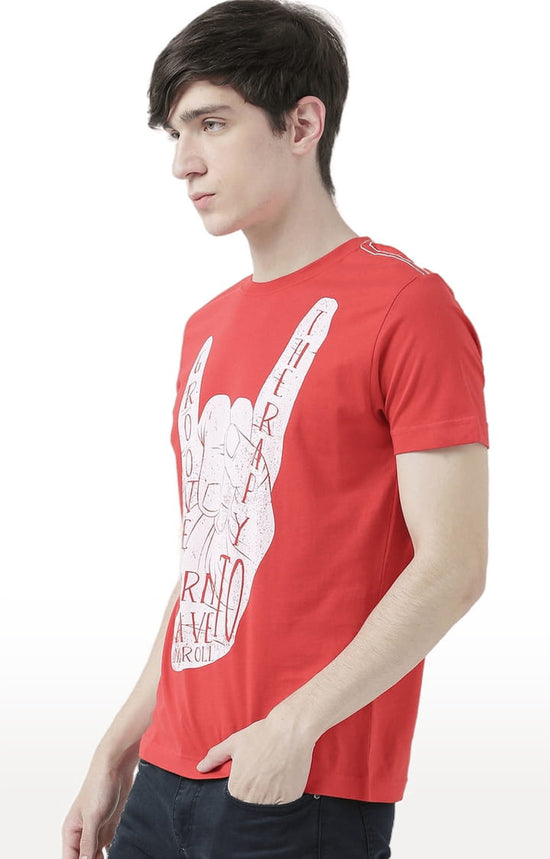 Huetrap Red Mens Short Sleeve Graphic Printed Tshirt-HT17MKGRARED00530