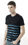 Huetrap Black Mens Short Sleeve Graphic Printed Tshirt-HT17MKGRABLK00790