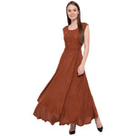 Aawari Rayon Plain Gown For Girls and Women Coffee-AM086-Coffee