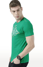 Huetrap Green Mens Short Sleeve Graphic Printed Tshirt-HT17MKGRAGRE01111