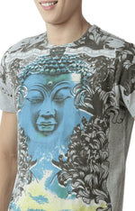 Huetrap Grey Mens Short Sleeve Graphic Printed Tshirt-HT15MKGRAGML00033