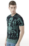 Huetrap Black Mens Short Sleeve Graphic Printed Tshirt-HT17MKGRABLK01023