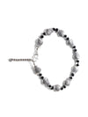 Silver-Plated & Black Beaded Handcrafted Fish Anklet