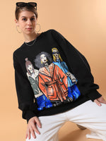 Women Graphic Black Oversized Pullover-6308-Black