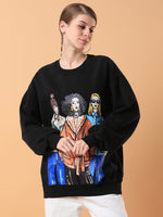 Women Graphic Black Oversized Pullover-6308-Black