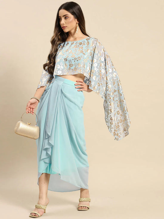 Women Solid Standard Powder Blue Jumpsuits & Sets