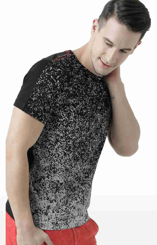 Huetrap Black Mens Short Sleeve Graphic Printed Tshirt-HT17MKGRABLK00582