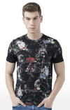 Huetrap Black Mens Short Sleeve Graphic Printed Tshirt-HT17MKGRABLK00816