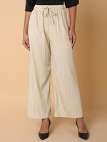 Women Solid Cream Straight Trouser-6613A-Cream