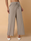 Women Solid Beige Straight Trouser-6613-Beige