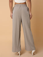 Women Solid Beige Straight Trouser-6613-Beige