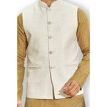 Authentics Nehru Jacket Linen Weave Beige