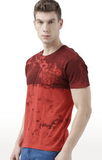 Huetrap Red Mens Short Sleeve Graphic Printed Tshirt-HT17MKGRARED00995