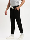 Men Slim Fit Solid Black Track Pant-698-Black