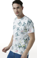 Huetrap White Mens Short Sleeve Graphic Printed Tshirt-HT17MKGRAWHT01052