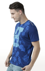 Huetrap Blue Mens Short Sleeve Graphic Printed Tshirt-HT17MKGRALNY00696