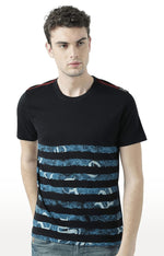 Huetrap Black Mens Short Sleeve Graphic Printed Tshirt-HT17MKGRABLK00790