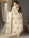 Saree Mall Women's  Blend Cream Embroidered Designer Saree With Blouse Piece-6KAVI602