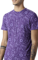 Huetrap Purple Mens Short Sleeve Graphic Printed Tshirt-HT16MKGRARPP00383