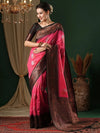 Saree Mall Women's  Blend Pink Woven Design Designer Saree With Blouse Piece-6REEVA6001