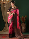 Saree Mall Women's  Blend Pink Woven Design Designer Saree With Blouse Piece-6REEVA6001