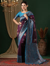 Saree Mall Women's  Blend Purple Woven Design Designer Saree With Blouse Piece-6REEVA6002