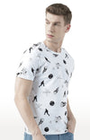 Huetrap White Mens Short Sleeve Graphic Printed Tshirt-HT17MKGRAWHT00762