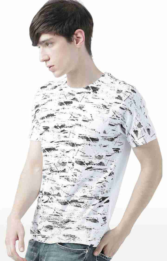 Huetrap White Mens Short Sleeve Graphic Printed Tshirt-HT17MKGRAWHT00594