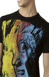 Huetrap Black Mens Short Sleeve Graphic Printed Tshirt-HT13MKGRABLK00156