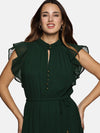 Floral Green Frilled Dress-17427