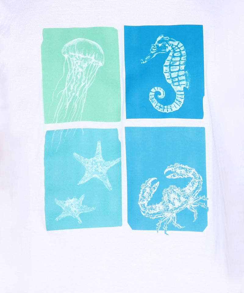 Cotton Jersey Vibrant Aquatic Animals Print Men's T-Shirt