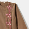 Desi Soota Bengali Style Embroidered Cotton Kurta Pajama Set for Boys - Brown-M019