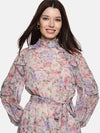 Floral Multicolored Ruffled Blouson Sleeve Dress-17408