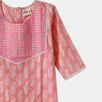 Desi Soota Cotton Kurti Pajama with Dupatta for Girls - Pink-M032