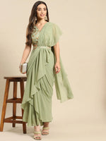 Women Solid Standard Pista Green Jumpsuits & Sets