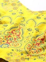 Crop Top with pleated palazzo in Yellow Print