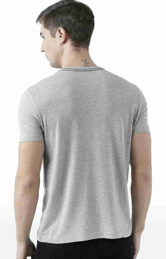 Huetrap Grey Mens Short Sleeve Graphic Printed Tshirt-HT17MKGRAGML00856