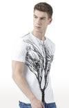 Huetrap White Mens Short Sleeve Graphic Printed Tshirt-HT17MKGRAWHT00688